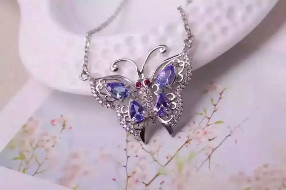 natural blue tanzanite Necklace natural 