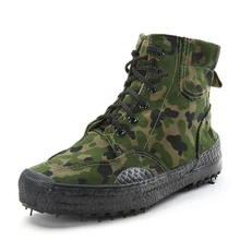 Canvas Camouflage High-top Men Hiking Shoes Anti-slip Outdoor Training Trekking Sneakers Lacing Climbing Sports Shoes