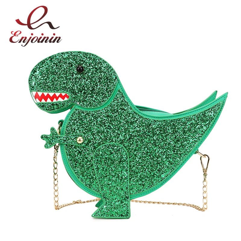 Trendy Personality Dinosaur Design Fashion Pu Leather Crossbody Mini Messenger Bag Women's Chain Pu