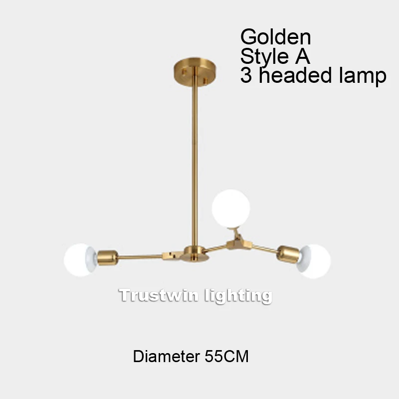 Вращающийся современный светодиодный подвесной светильник 3 6 8 9 светильник s подвесной светильник Европейский скандинавский декоративный светодиодный Потолочный подвесной светильник - Цвет корпуса: Golden 3 headed lamp