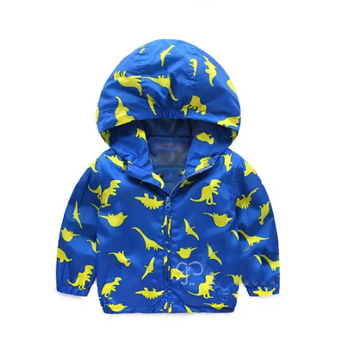 

Pudcoco Baby Boys Hooded Jacket Childrens Windbreaker Zip Up Autumn Waterproof Breathable Rain Coat Cartoon Patterned Design