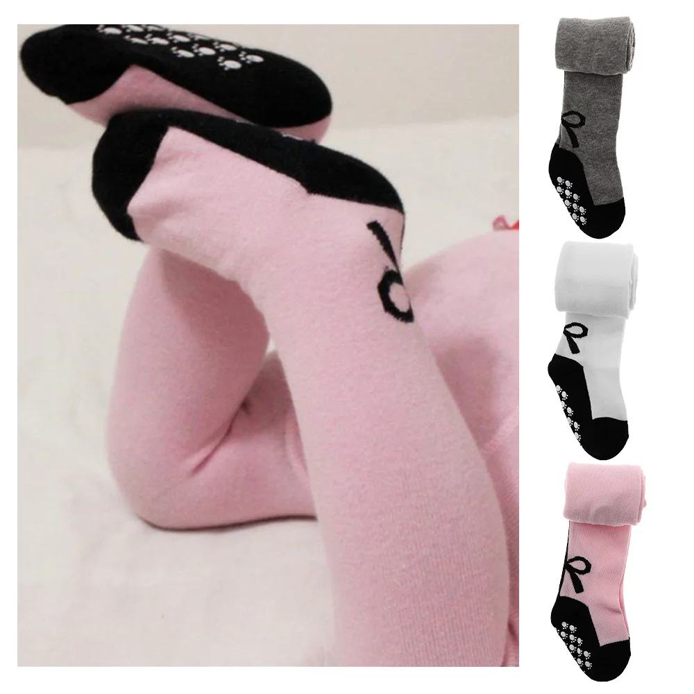 Baby Kids Girls Spring Fashion Bow Anti slip Soft Cotton Warm Stockings Tights Foot Protection