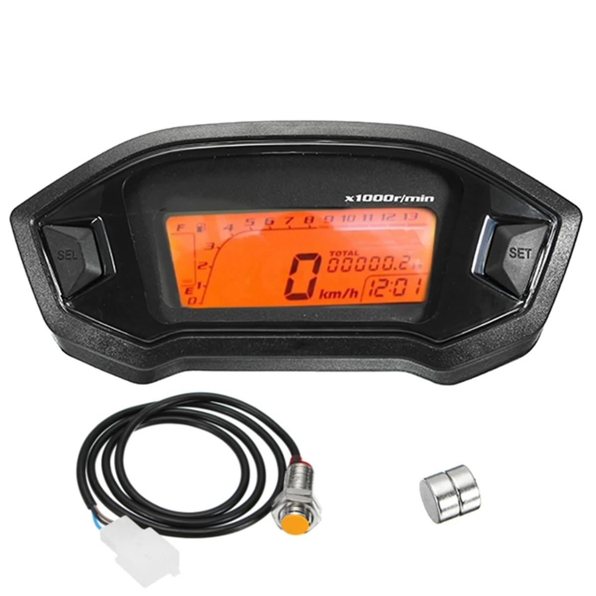 

Universal ATV Motorcycle LCD Digital Speedometer For 2-4 Cylinders Odometer Tachometer KMH Gauge Backlight Instruments