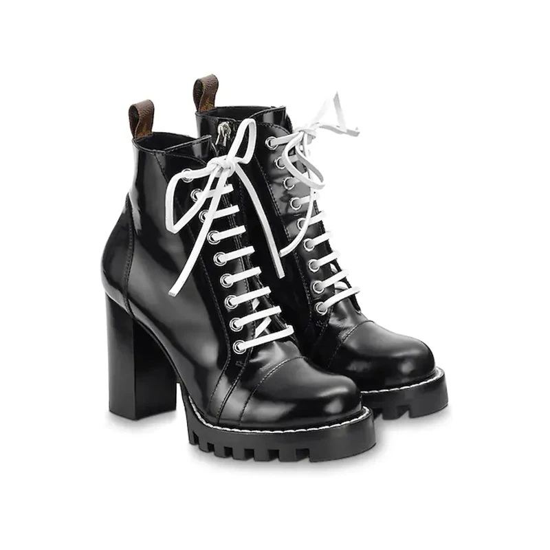 Femmes Square Talon Étoiles Bottines Taille Boot Mode 35 New Zapatos En Cuir Ue Véritable Chaussures De 41 Piste ordeCxBW