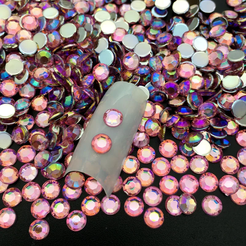 60pcs/pcak Colorful 5MM AB Mixed Color Nail Art Rhinestones Crystal Acrylic Round Glitter DIY Nail Decorations