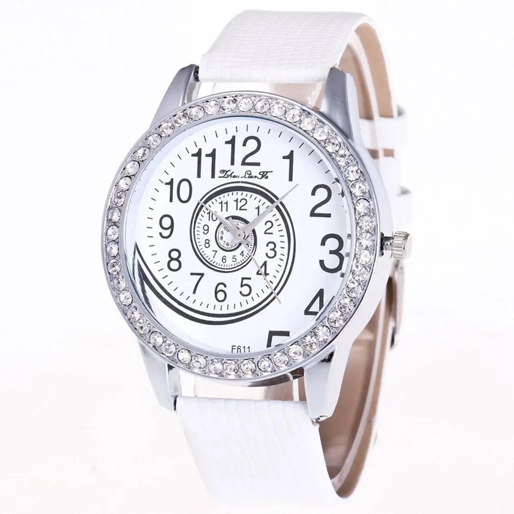 Trendcy Relogio Feminino 2018 Кожаный ремешок женские кварцевые часы со стразами украшения