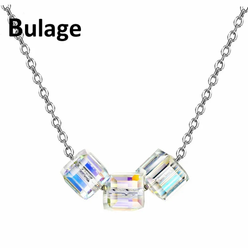 

Bulage Square Shape Crystals From Swarovski Beads Pendant Necklaces Gold Color Chain Collares For Women Simple Fashion Jewelry