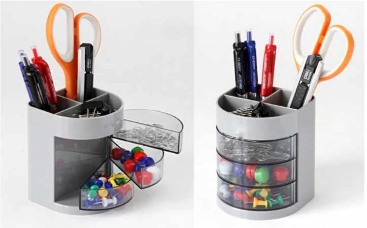 Desk Storage Box Plastic Three Layers Creative Penholders Stand