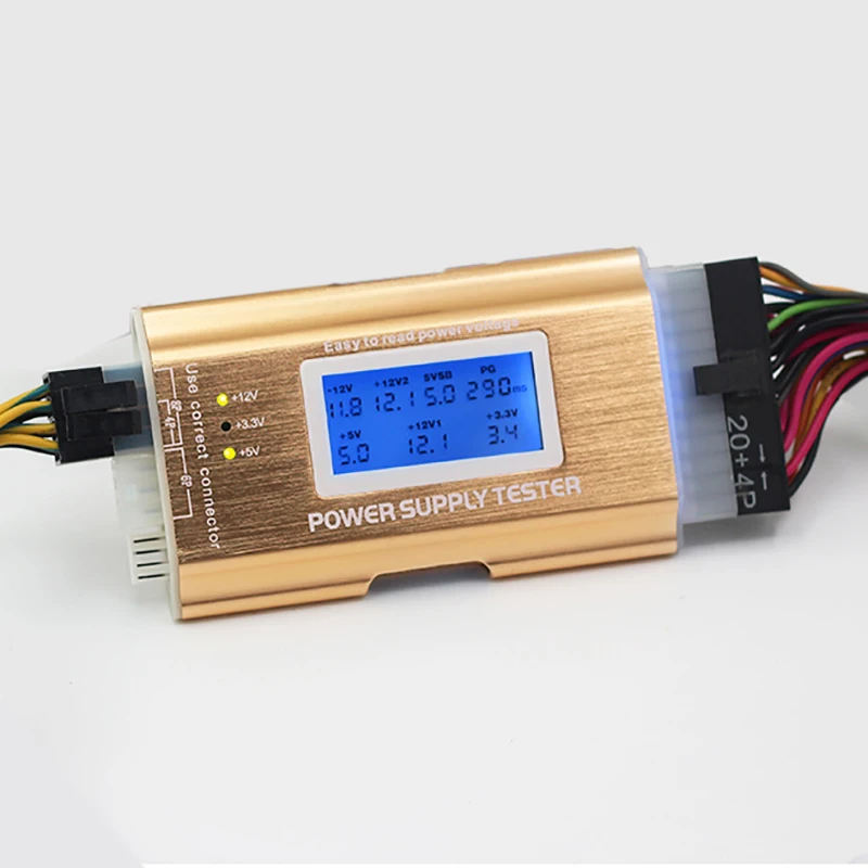 جديد الرقمية LCD الكمبيوتر PC امدادات الطاقة فاحص مدقق امدادات الطاقة atx 20/24 دبوس الكمبيوتر قياس اختبار تشخيصي