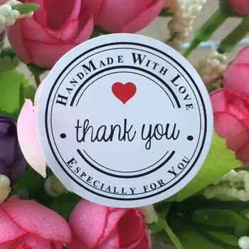 

100PCS/Lot Thank you sticker Handmade with love Self-adhesive Sticker Labels Gift Packaging Label Stickers For Box/Bake/Bag/Tag