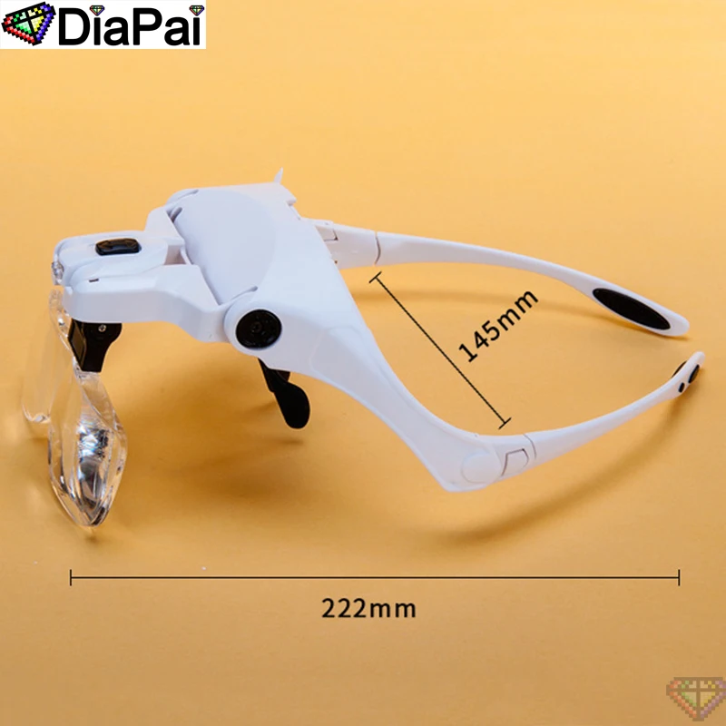 Diamond Painting Accessories DIAPAI Diamond Painting Embroidery 1.0X 1.5X 2.0X 2.5X 3.5X Adjustable 5 Lens Loupe LED Light Headband Magnifier Glass With Lamp