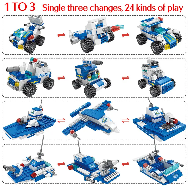 City Police Station Car Building Blocks legoingly SWAT Military Police Robot Bricks Sets Education