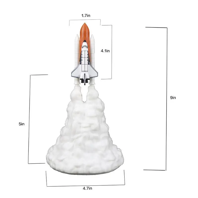 3D печать космический челнок лампа перезаряжаемая прикроватная ночник для любителей космоса луна лампа украшение комнаты дропшиппинг - Испускаемый цвет: 21cm