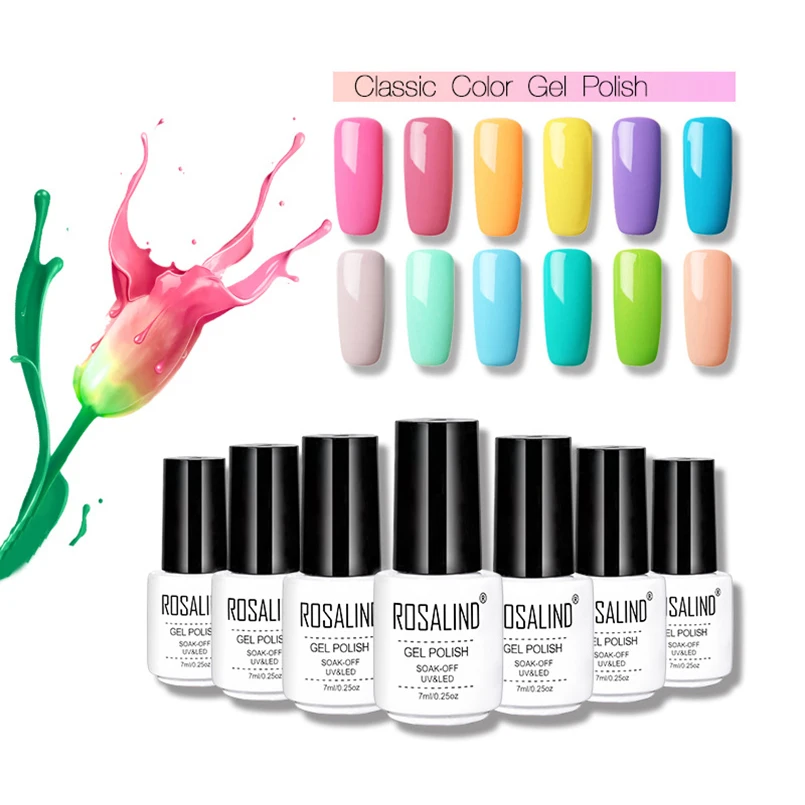 

ROSALIND 7ML Beauty Nail Art Semi Permanent Soak-Off UV Gel Polish Lacquer Long Lasting LED Gel Varnish For Nail Polish Manicure