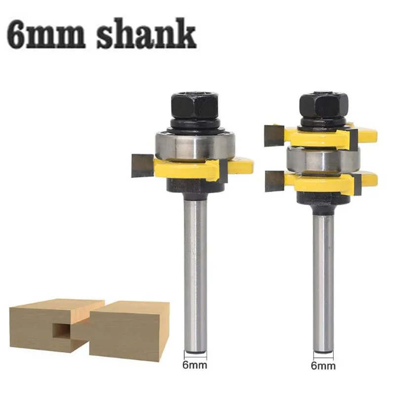 2Pcs Tongue /& Groove T Slot Router Bit 3//4/" Stock 1//4/" Shank Woodworking