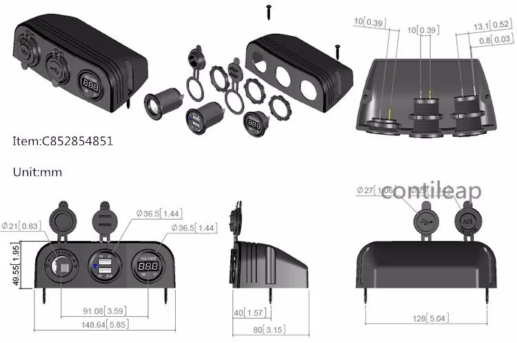 IZTOSS хорошее качество морской автомобиль аксессуары Rv три отверстия двойной USB зарядное устройство крышка разъема панели 5 в 2.1A/1A водная proo