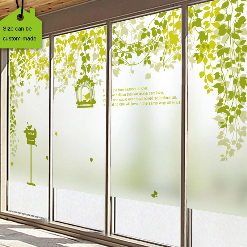 

Free Size Customized Glass Window Film Decorative Stained Frosted Surface Privacy Window Films Green Vine 60*90cm/80*120cm