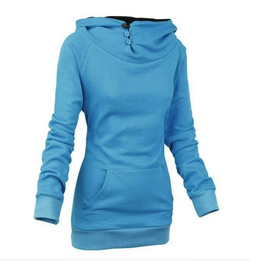 2017 New Women Autumn Winter Slim Fit Long Hooded Hoodies Long Sleeve
