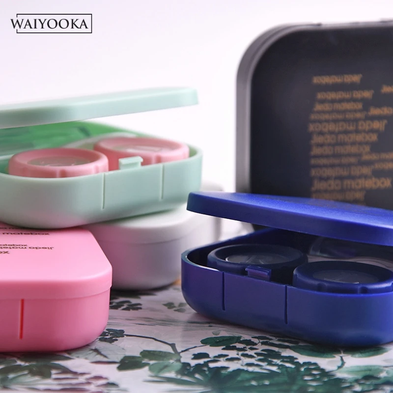 

2019 Letter Contact Lens Case With Mirror Women Colored Contact Lenses Box Eyes Contact Lens Container Lovely Travel Kit Box