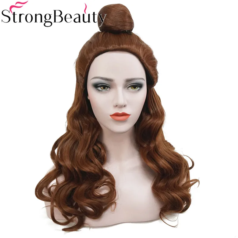 StrongBeauty Synthetic Medium Auburn Wavy Wigs Cosplay Princess Wig in