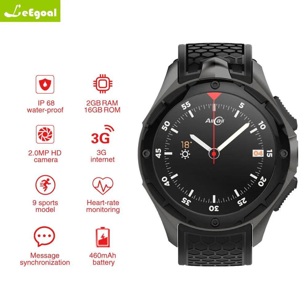 

AllCall W2 Android 7.0 MTK 6580 Quad-core Smart watch 1.39 Inch 3G IP68 waterproof Heart rate monitor Call Message Speaker OTV