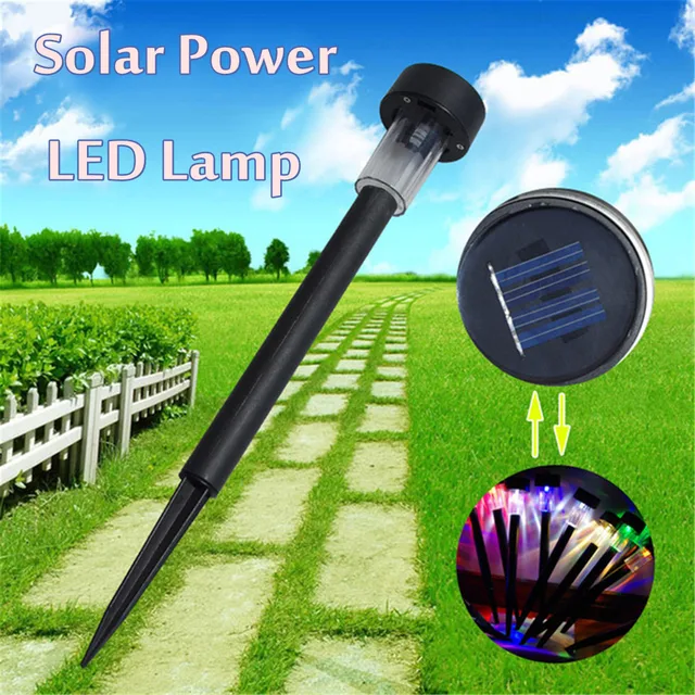 Solar LED Power Outdoor PathWay Fence Light Spot Lamp Yard Garden Lawn Landscape White/Seven Colorful Light Energy-efficient ABS