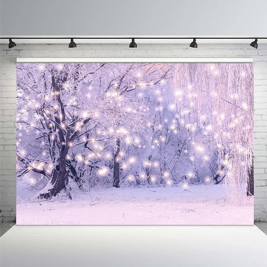 

Winter White Snow Tree Backdrop Christmas Wonderland Photography Background Snowflake Bokeh Glitter Forest Portrait Backdrops