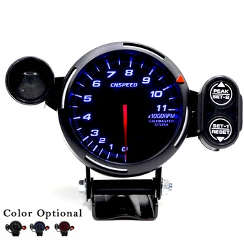 

DC 12V Tachometer Gauge 3.5" Blue LED Auto Meter with Adjustable Shift Light+Stepping Motor RPM Kit