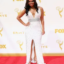 Трейси Эдмондс платья для красной дорожки v-образный вырез полностью тяжелое серебристое Сверкающее, расшитое бисером разрезное спереди преобладающее длинное вечернее платье со шлейфом