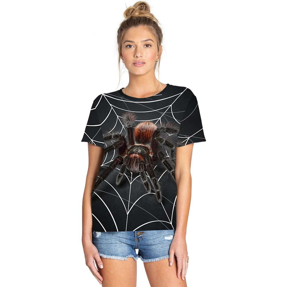 

Womens Clothing 2019 Spider 3D Digital Printed Polyester Round Neck T-shirt Female Popular Sexy Loose T-shirts Women T Shirts