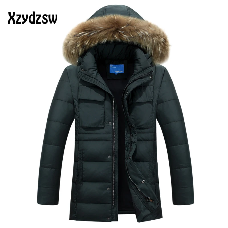 2016 Winter Brand Men Down Jacket Fur Hood With Plus Size XXXL Winter