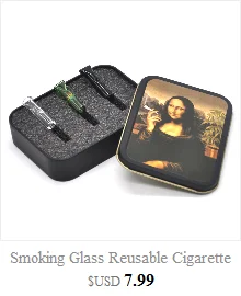 Honeypuff Reusable Glass Cigarette Filter Tips Glass Mouth Tips Cigarette Holders with Metal Tobacco Box Cigarette Case