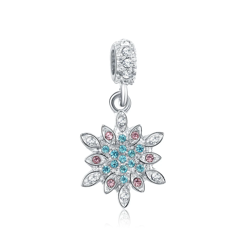 

Snowflake Design Mixed Color Crystal Bead Silvering Big Hole Charm Pendants DIY Jewelry Accessories Fit Necklace Bracelet JPP279