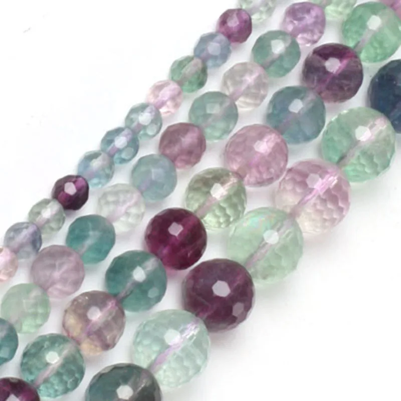 

Gem-inside 6-12mm Natural Round Faceted Fluorite Beads For Jewelry Making Necklace Bracelets For Women 15inch DIY Beads