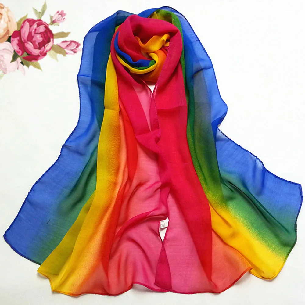 Осень Зима Женский Шарф-шаль винтажный шифон многоцветный женский длинный палантин большие шарфы для женщин пончо