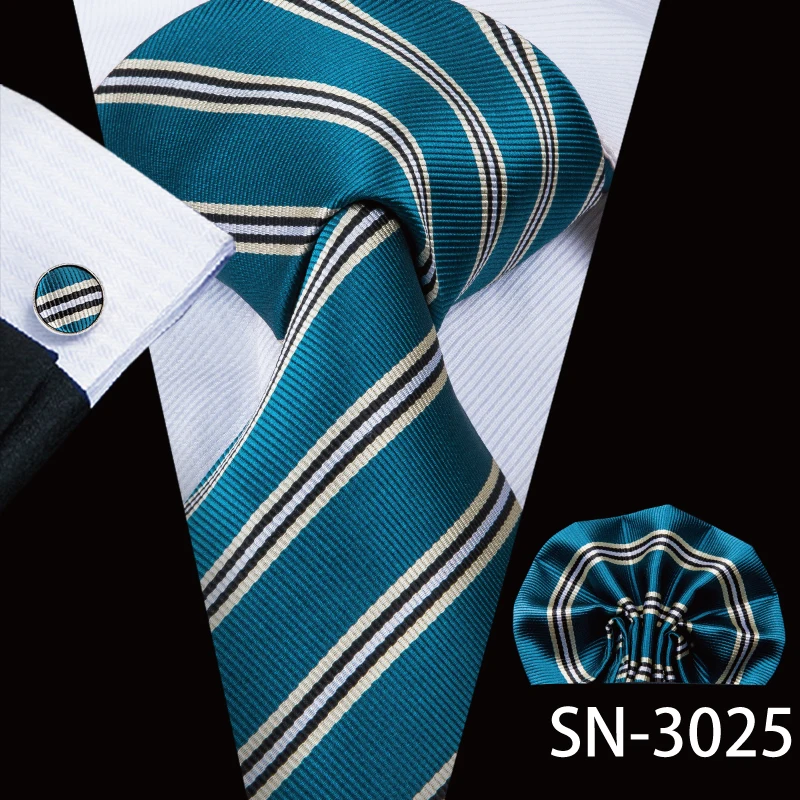 SN-3025 Hi-Tie, новинка, зеленые шелковые мужские галстуки для мужчин, 8,5 см, Классические мужские галстуки для свадебной вечеринки, набор, животные, полосатый галстук на шею и носовые платки - Цвет: SN-3025