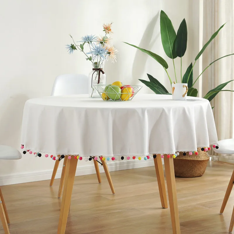 Однотонная круглая ткань для стола скатерть, настольная дорожка, покрытие стола вечерние свадебные скатерти для украшения домашнего стола