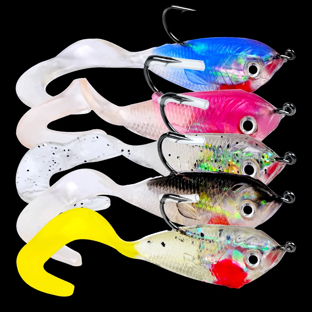 

1PCS JIG Hook Soft Bait 5 Color Fishing Lure 5.1cm-3.9" Fishing Bait 5g-0.52oz Fishing Tackle Lead Fish Wobbler Lure