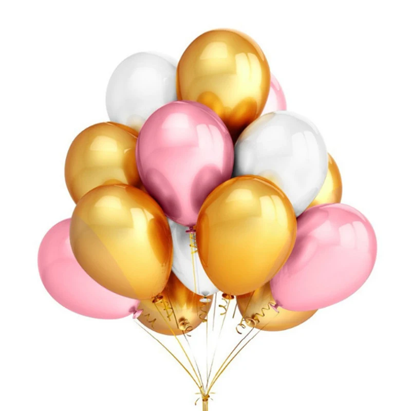 30 шт. 1" Золотые, серебристые, черные, розовые латексные шары с днем рождения, декор для свадебной вечеринки, надувные воздушные гелиевые шары, Товары для детей - Цвет: pink white gold