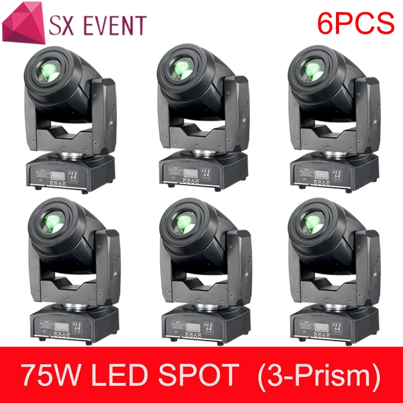 Лидер продаж мини перемещение головы 75 Вт LED Moving Head светодио дный лица Prism пятно сценическое освещение DMX канала DJ освещение