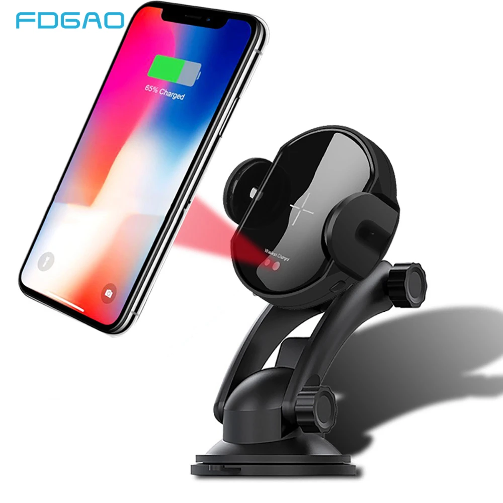 FDGAO 15W Wireless Car Charger Automatic Mount For iPhone 11 Pro XS X XR 8 Samsung S10 S9 Air Vent Phone Holder Qi Fast Charging