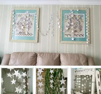 

DHL Free 100pcs Wall Hanging Paper Star Garlands 4m Long Birthday String Chain Party Banner Children Room Door Home Decoration