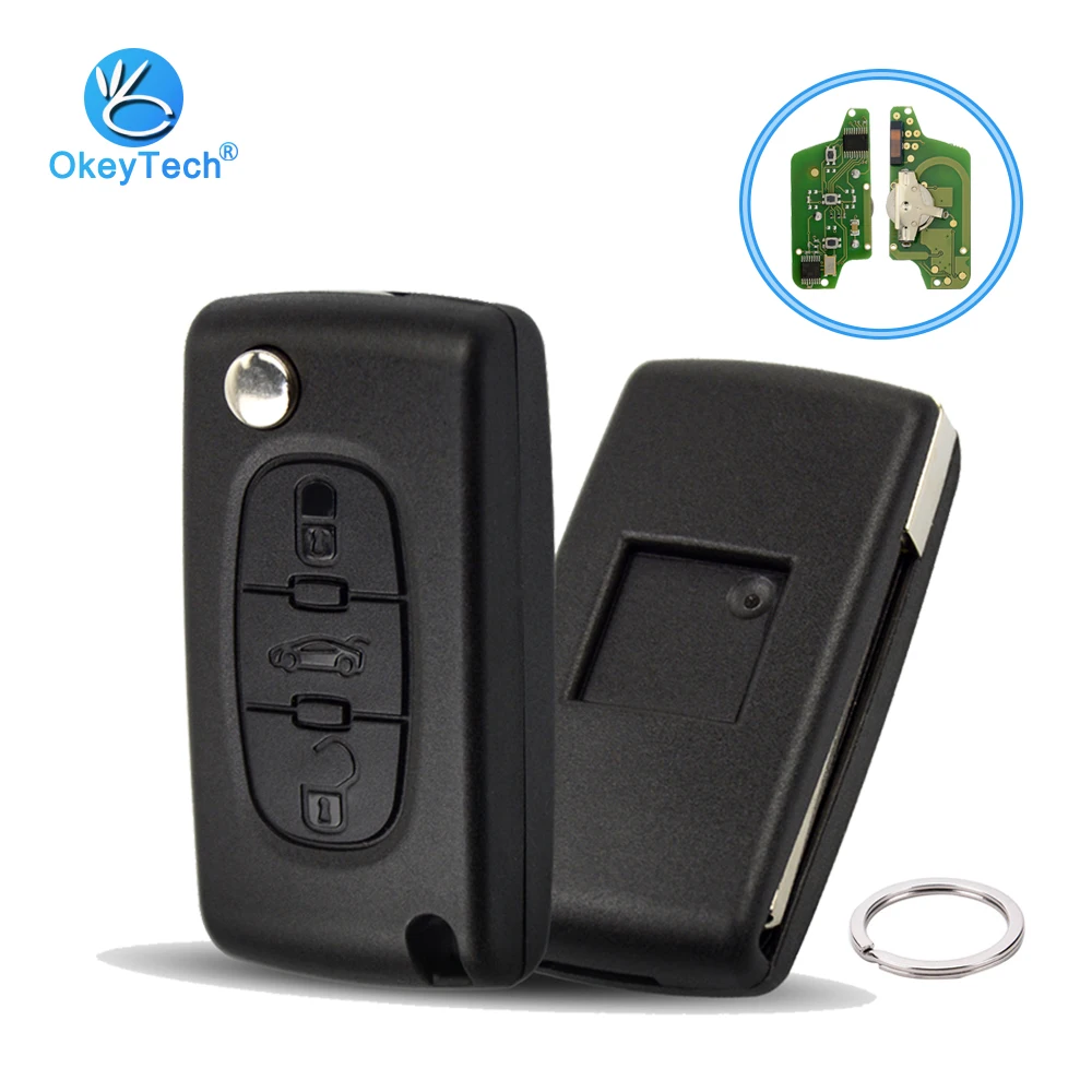 OkeyTech отправка кольца для ключей CE0536 3 кнопки ID46 PCF7961 чип VA2 HU83 лезвие откидной