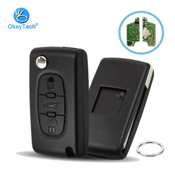 

OkeyTech Send Key Ring CE0536 3 Button ID46 PCF7961 Chip VA2 HU83 Blade Flip Remote Key for Peugeot 207 208 307 308 408 Partner
