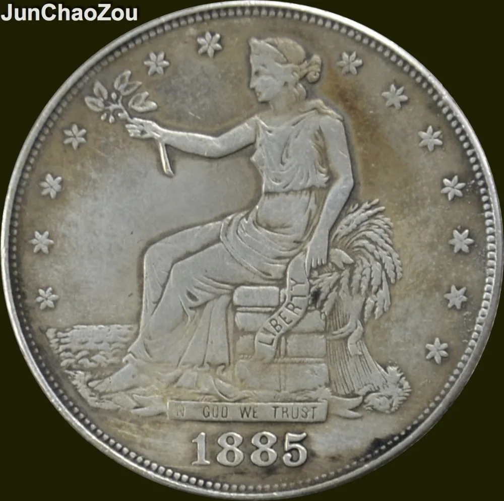 Download United States Of America 1885 Seated Liberty Brass Silver Plated Trade Dollar Copy Coins-in Non ...