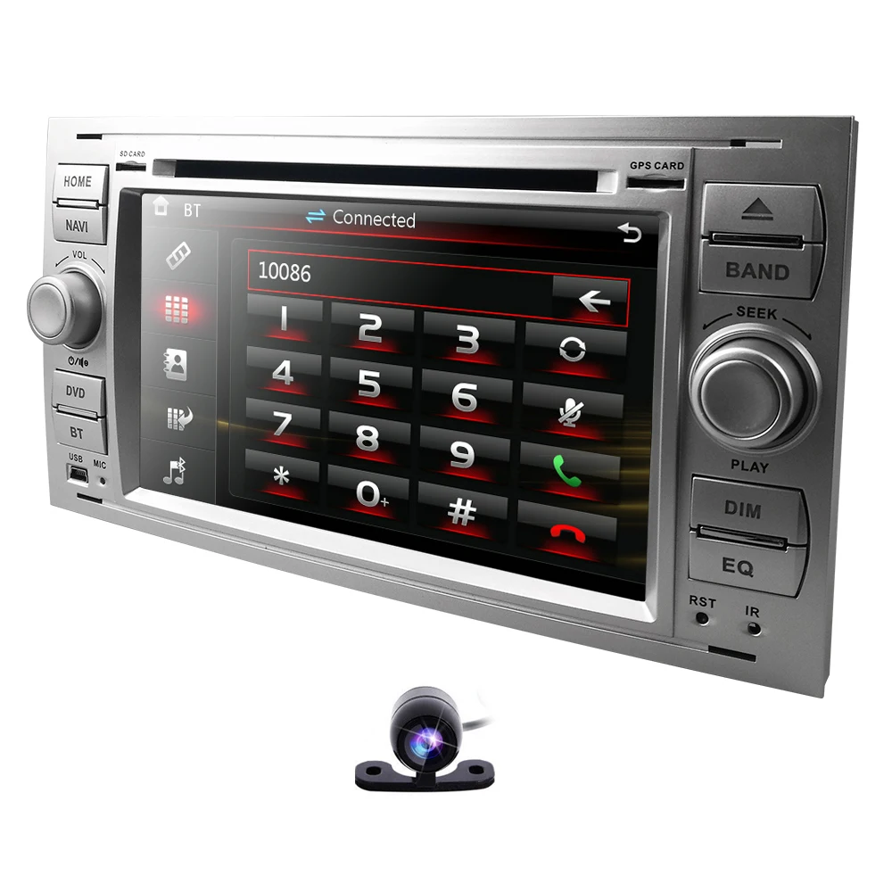 

7" Car DVD player For Ford Focus Mondeo S-Max 4 Galaxy Kuga Transmit DAB+ BT Black Silver color OBD2 Free Map card+Rear Camera