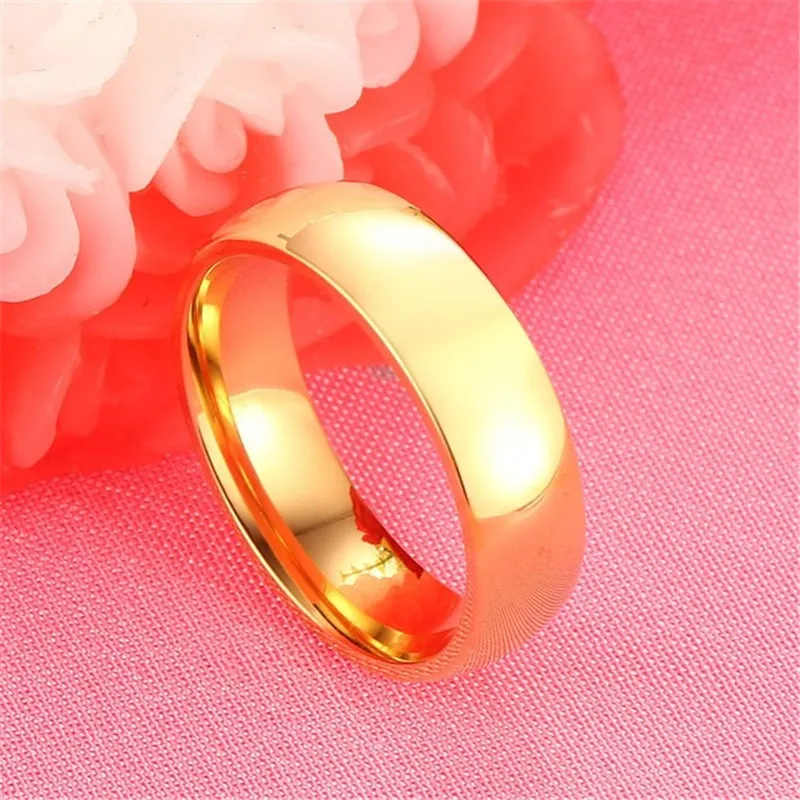 Modyle 2019 New Fashion Gold color Stainless Steel Wedding Bands Shiny Crystal Ring for Female Male Jewelry 6mm Engagement Ring