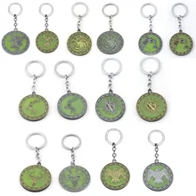 Fashion Glowing Game of Thrones Car Keychain Glow in the Dark House Stark Wolf Targaryen Dragon Keyring Souvenirs Gifts