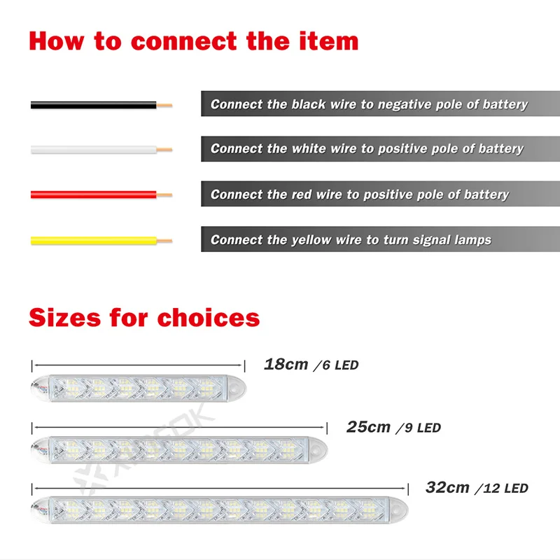 Автомобильный светодиодный DRL полоски DC 12 В белый/красный-последовательный желтый дневные ходовые огни с сигналами поворота задние фонари водонепроницаемый