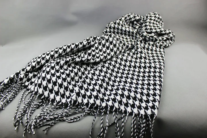 Новая мода зима гусиная лапка длинный бахромой шаль шарф для женщин/девушек